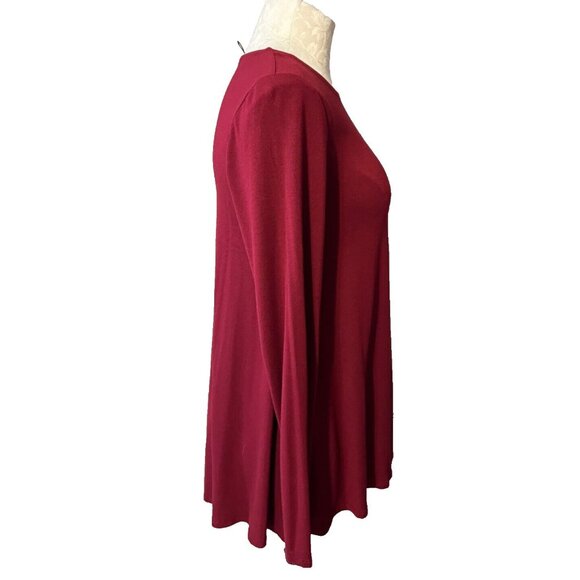 Eileen Fisher Top Dark Red XS Extra Small Long Sleeve Stretch Fall Winter - Picture 3 of 5